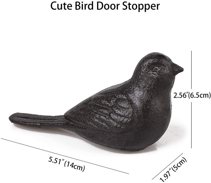 Livfodrm Door Stoppers Floor Decorative Door Stop  Antique Cast Iron Door Stops  Cute Bird Door Stopper Wedge Heavy Duty Doorstop to Keep Door Open  Rustic Dark Brown - Image 2